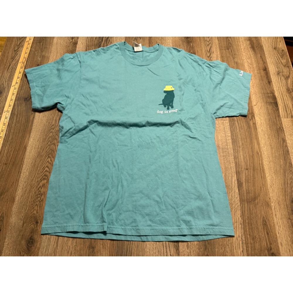 Dog Is Good T-Shirt Mens Size XL Teal Short Sleeve Graphic Dog Silhouette
